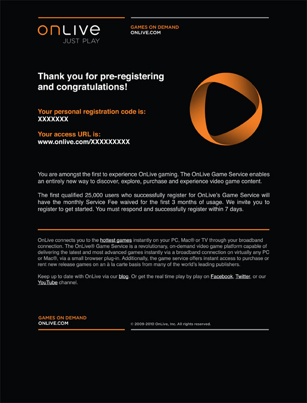 ONLIVE Email Template